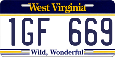 WV license plate 1GF669