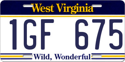 WV license plate 1GF675