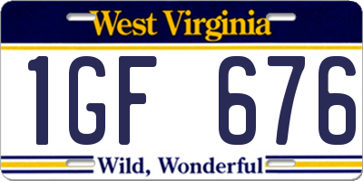WV license plate 1GF676
