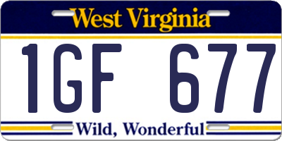 WV license plate 1GF677