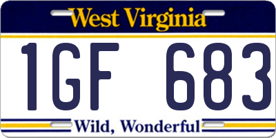 WV license plate 1GF683