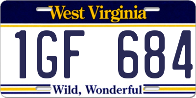 WV license plate 1GF684