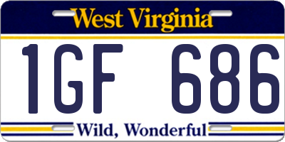 WV license plate 1GF686
