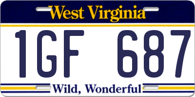 WV license plate 1GF687