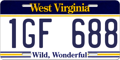 WV license plate 1GF688