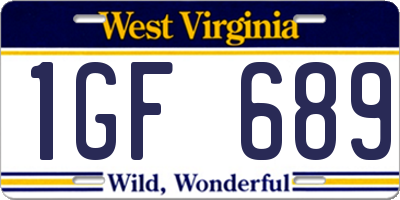 WV license plate 1GF689