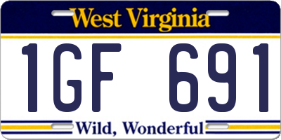 WV license plate 1GF691