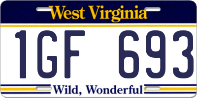 WV license plate 1GF693