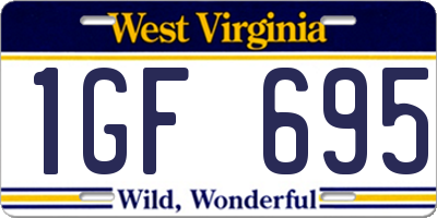 WV license plate 1GF695