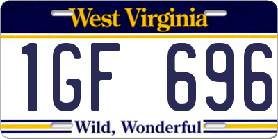 WV license plate 1GF696