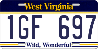 WV license plate 1GF697