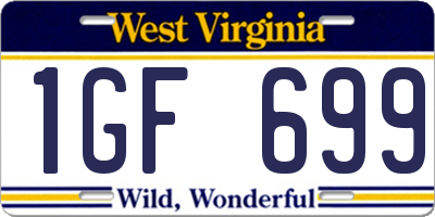 WV license plate 1GF699