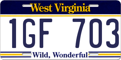 WV license plate 1GF703