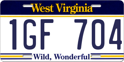 WV license plate 1GF704
