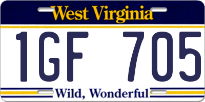 WV license plate 1GF705