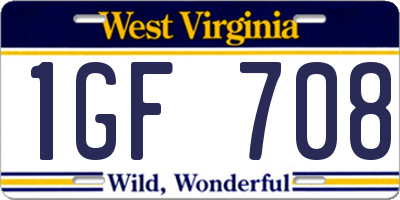 WV license plate 1GF708