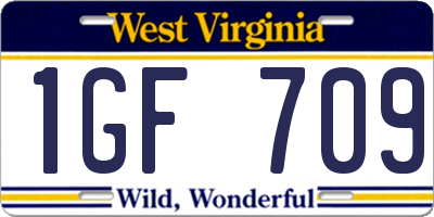 WV license plate 1GF709