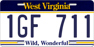 WV license plate 1GF711