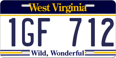 WV license plate 1GF712