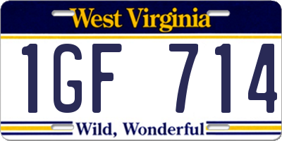 WV license plate 1GF714