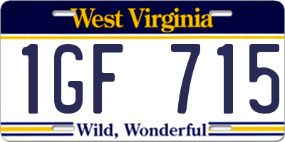 WV license plate 1GF715