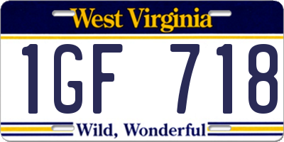 WV license plate 1GF718