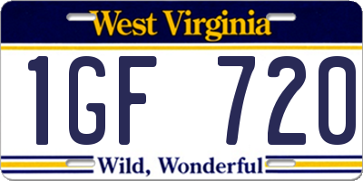 WV license plate 1GF720