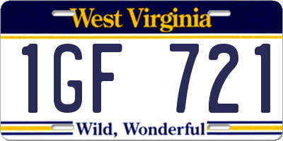WV license plate 1GF721