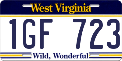 WV license plate 1GF723