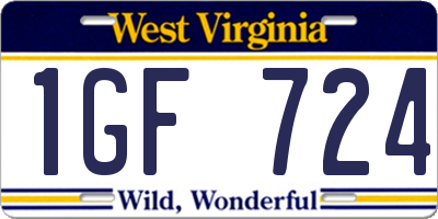WV license plate 1GF724