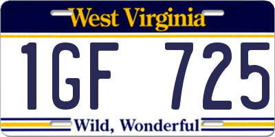 WV license plate 1GF725