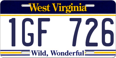 WV license plate 1GF726