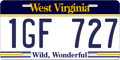 WV license plate 1GF727