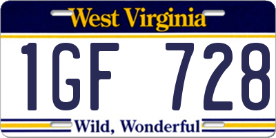WV license plate 1GF728