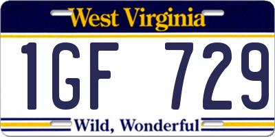 WV license plate 1GF729