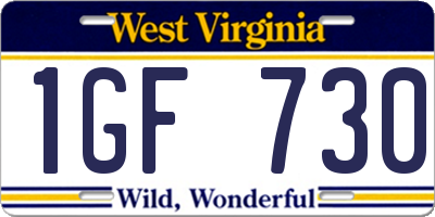 WV license plate 1GF730