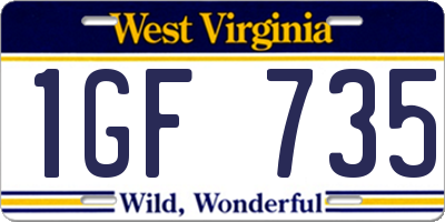 WV license plate 1GF735