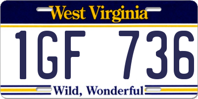 WV license plate 1GF736