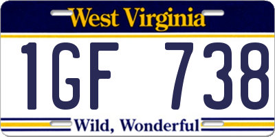 WV license plate 1GF738