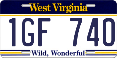 WV license plate 1GF740