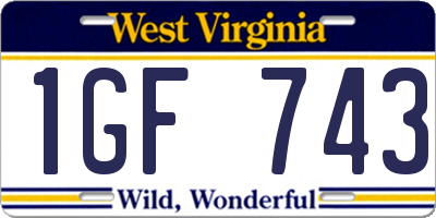 WV license plate 1GF743