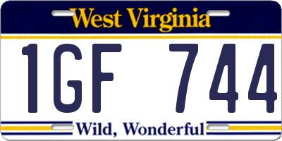 WV license plate 1GF744