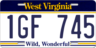 WV license plate 1GF745