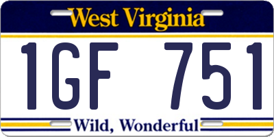 WV license plate 1GF751