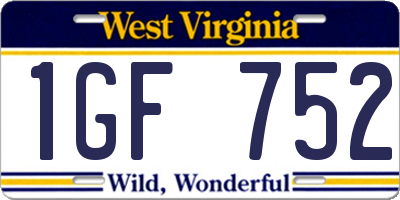 WV license plate 1GF752