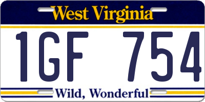 WV license plate 1GF754