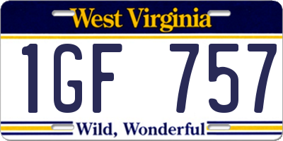 WV license plate 1GF757