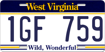 WV license plate 1GF759