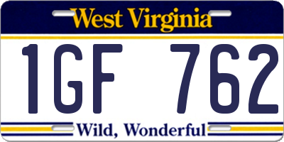 WV license plate 1GF762