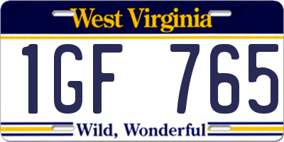 WV license plate 1GF765